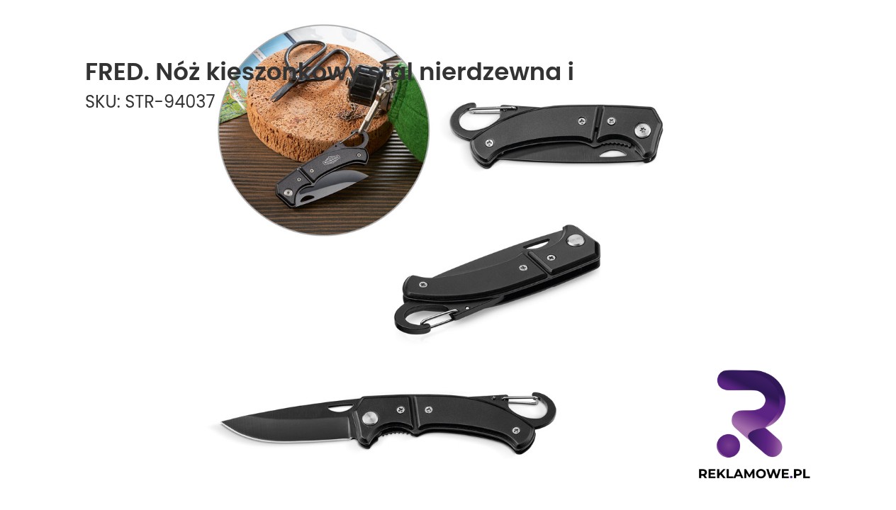 Nóż kieszonkowy FRED z rękojeścią ze stali nierdzewnej