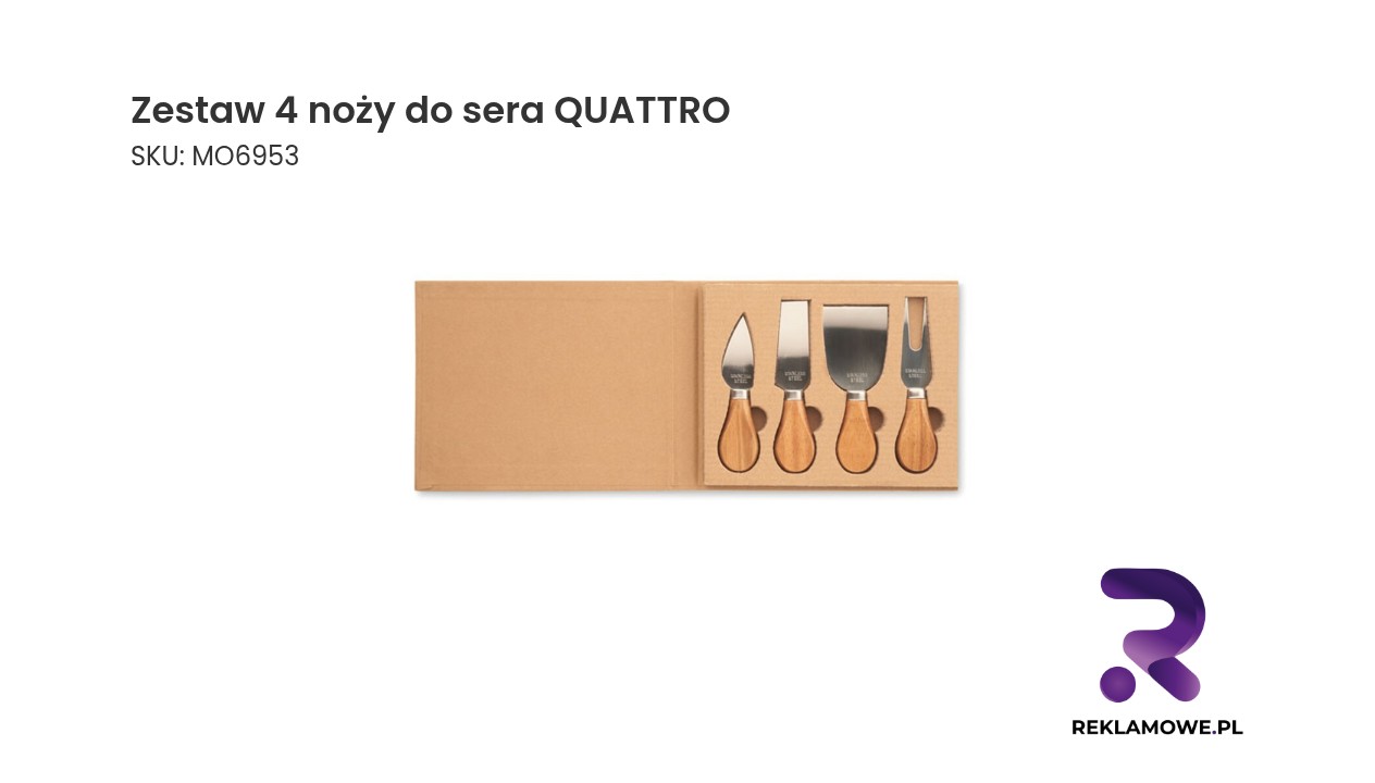 Zestaw 4 noży do sera QUATTRO Prezentacja zestawu 4 noży do sera QUATTRO